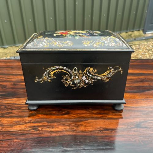 A Lovely Victorian Period Papier Mache Tea Caddy