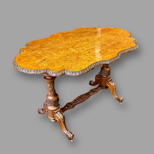 A Beautiful Victorian Period Burr Walnut Shaped Occasional Table
