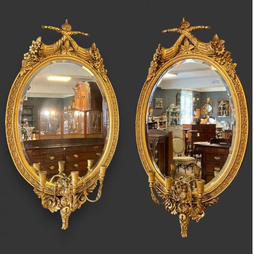 A Pair of Fine Quality French Carved Gilt Wood and Gesso Girandoles