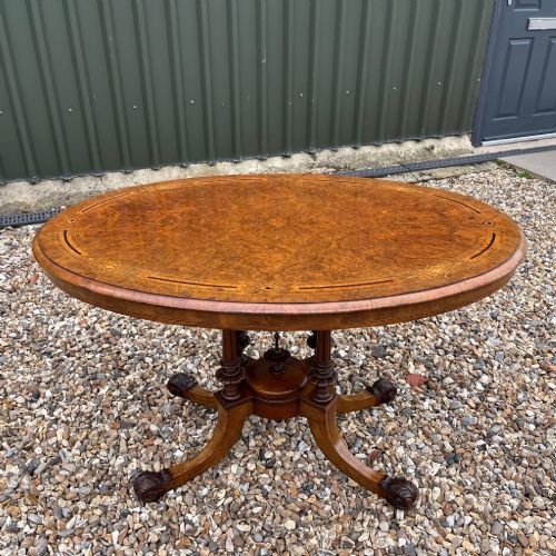 A Fine Quality Victorian Period Burr Walnut Marquetry Inlaid Occasional Table