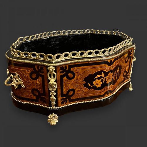 A Beautiful French Satinwood and Ebony Cache Pot