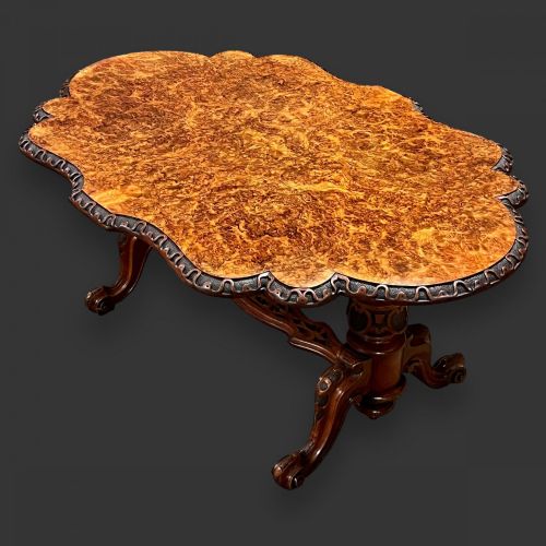A Beautiful Victorian Period Burr Walnut Shaped Coffee Table