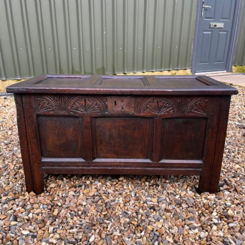 A Small Scale Period Oak Coffer Circa 1700