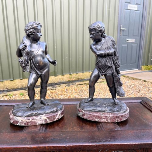 A Beautiful Pair of French 19th Century Bronze Cherubs