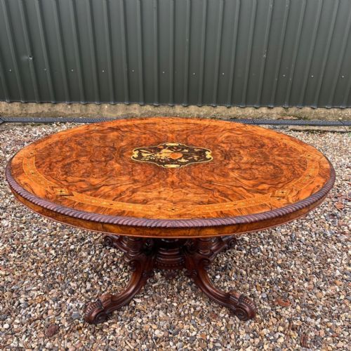 A Stunning Quality Victorian Period Burr Walnut Loo Table