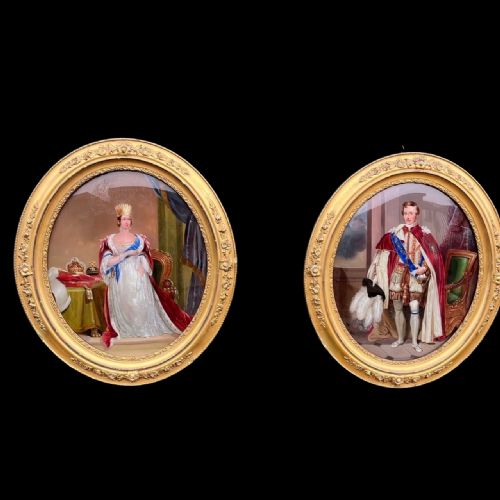 An Unusual Pair of Royal Reverse Paintings on Glass