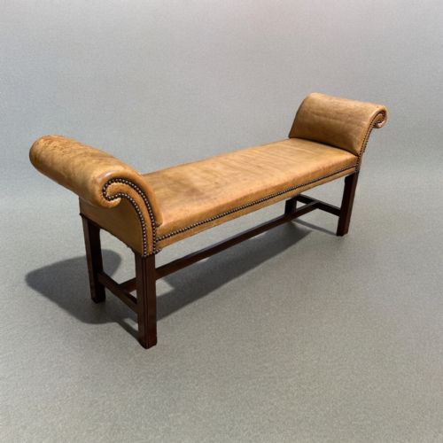 A Georgian Style Mahogany and Leather Window Seat