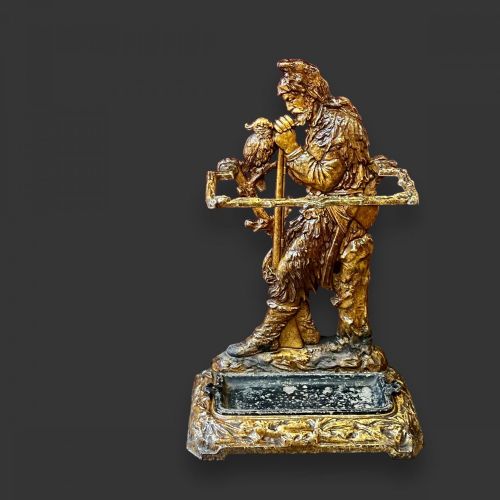 A Robinson Crusoe Victorian Period Cast Iron Stick/umbrella Stand