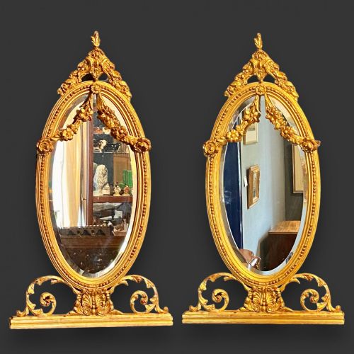 A Fine Quality Pair of Gilt Wood and Gesso Antique Pier Mirrors