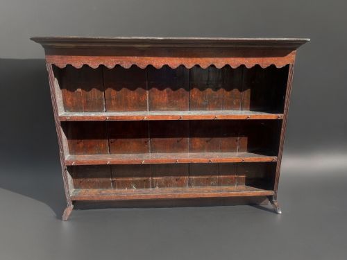 A George III Period Oak Dresser Plate Rack