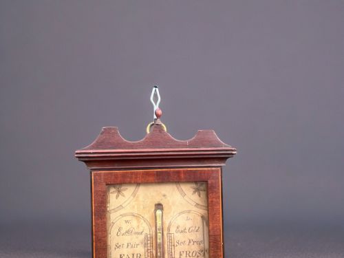 A GEORGE III PERIOD MAHOGANY STICK BAROMETER - ADDITIONAL PHOTO 2