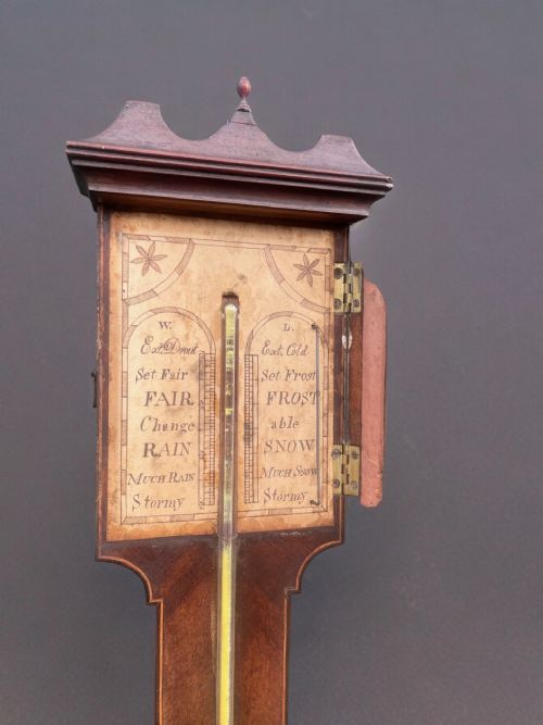 A GEORGE III PERIOD MAHOGANY STICK BAROMETER - ADDITIONAL PHOTO 6