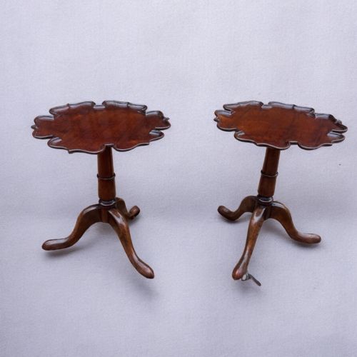 A Pair of Edwardian Period Mahogany Scalloped Wine Tables