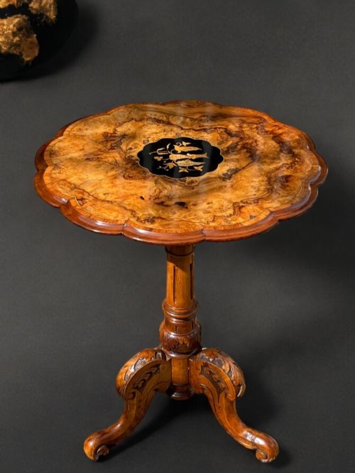 A Beautiful Victorian Period Burr Walnut and Marquetry Inlaid Occasional Table