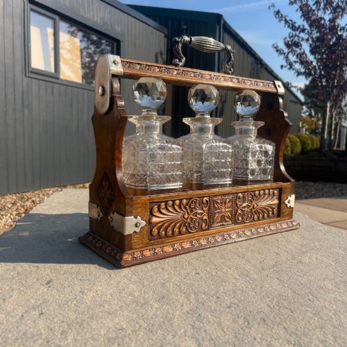 A Late Victorian Period Oak Tantalus