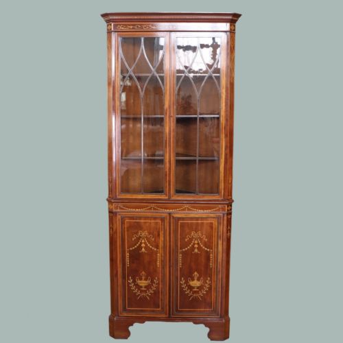 A Fine Quality Edwardian Period Marquetry Inlaid Corner Cabinet