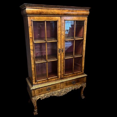 A George I Style Burr Walnut Cabinet on Stand.