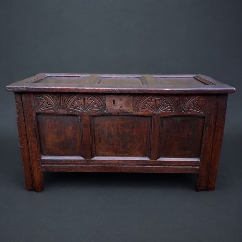 A Small Scale Period Oak Coffer Circa 1700.
