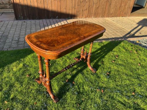 A Fine Quality Victorian Period Burr Walnut Fold Over Games Table