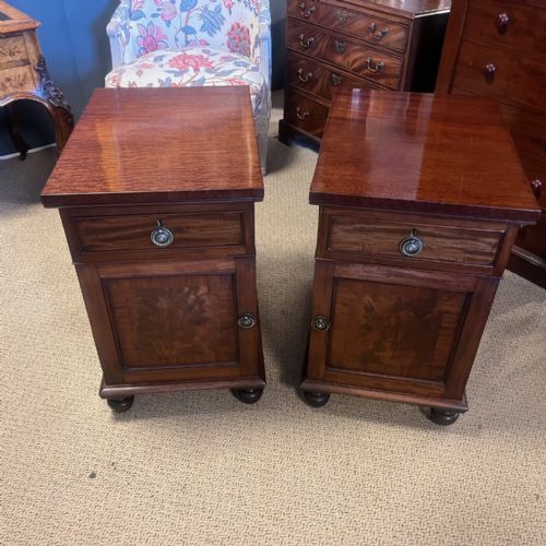 A Pair of Early Victorian Period Mahogany Bedside Cabinets