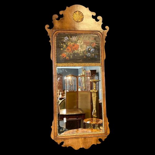 A Queen Anne Revival Walnut Wall Mirror