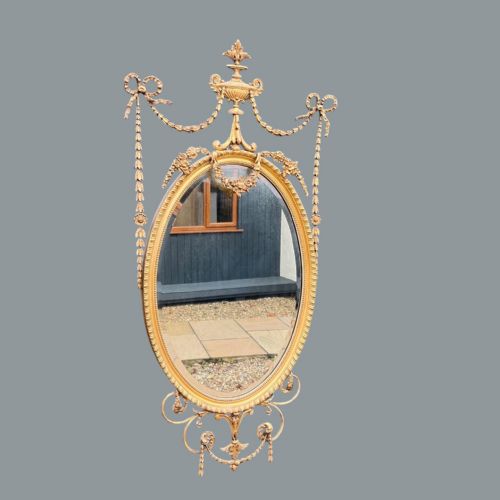 A Fine Quality Adam Revival Carved Gilt Wood and Gesso Pier Mirror