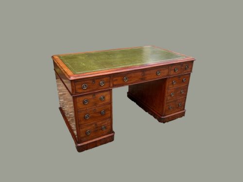 A Fine Quality Victorian Period Mahogany Antique Pedestal Desk