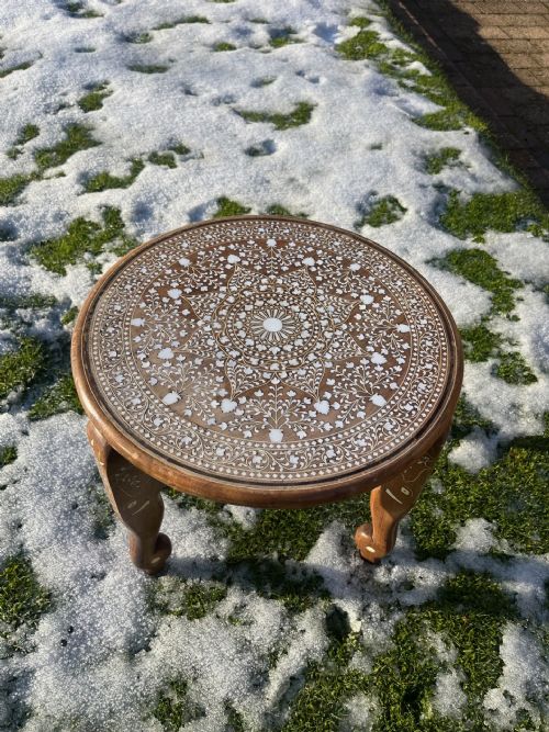 A Small Bone and Ebony Inlaid Indian Table