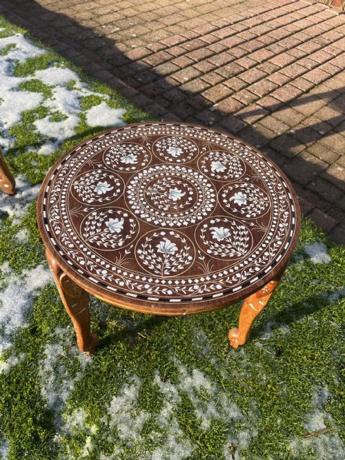 A Bone and Ebony Inlaid Indian Table.