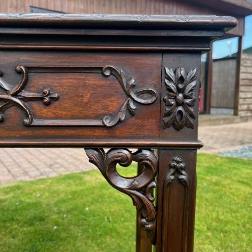 A CHINESE CHIPPENDALE DESIGN MAHOGANY CONSOLE TABLE - ADDITIONAL PHOTO 5