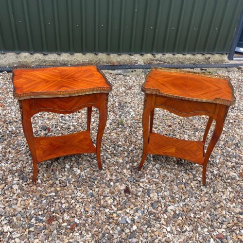 A Good Quality Pair of French Kingwood Side Tables