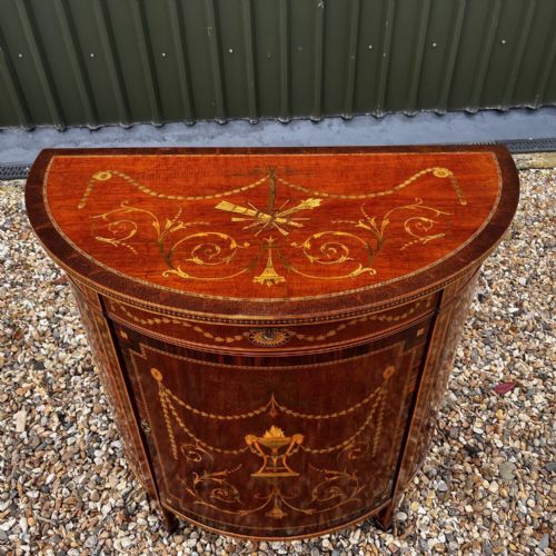 AN EXHIBITION QUALITY EDWARDS AND ROBERTS OF LONDON DEMI LUNE SIDE CABINET - ADDITIONAL PHOTO 1