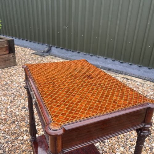 AN EXHIBITION QUALITY COLLINGSON LOCK ROSEWOOD COROMANDEL AND KINGWOOD INLAID TABLE - ADDITIONAL PHOTO 8