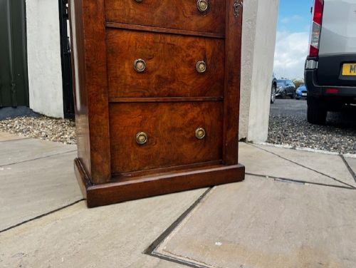 A Fine Quality Victorian Period Burr Walnut Wellington Chest View V