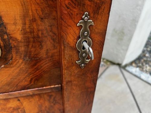 A Fine Quality Victorian Period Burr Walnut Wellington Chest View VI