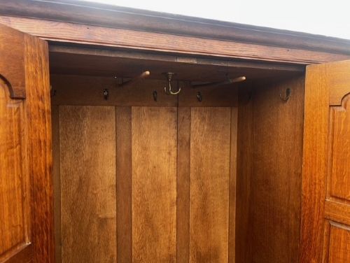 A Rare Arts & Crafts Period Oak Wardrobe/Hall Robe By Arthur Simpson Of Kendal View VII