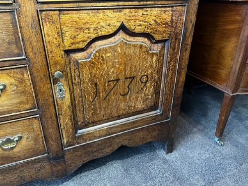 A Mid 18th Century Dated Oak Dresser Base. View IV