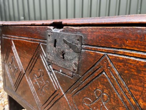A Good Late 17th Century Oak Five Plank Coffer View II