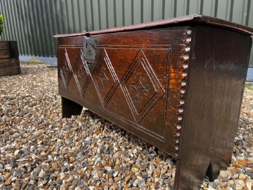 A Good Late 17th Century Oak Five Plank Coffer View III