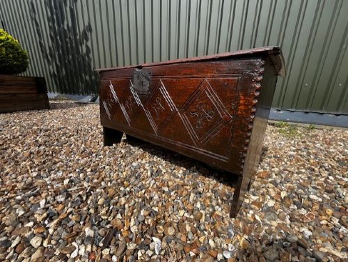 A Good Late 17th Century Oak Five Plank Coffer View IX