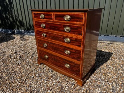 A Fine Quality Sheraton Revival Edwardian Period Mahogany Tall Chest