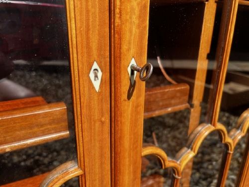 A FINE QUALITY SMALL SCALE LATE VICTORIAN SATINWOOD MARQUETRY INLAID COLLECTORS CABINET - ADDITIONAL PHOTO 7