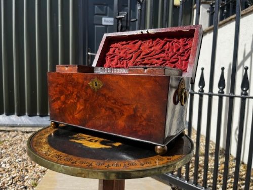 A FINE QUALITY REGENCY PERIOD MAHOGANY AND EBONY TEA CADDY - ADDITIONAL PHOTO 2