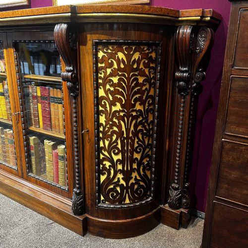 A STUNNING QUALITY EARLY VICTORIAN PERIOD GONALO ALVES AND AMBOYNA BOOKCASECREDENZA - ADDITIONAL PHOTO 1