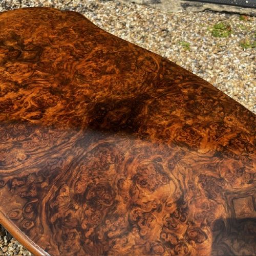 A Fine Quality Victorian Period Burr Walnut Fold Over Card/Games Table. View IV