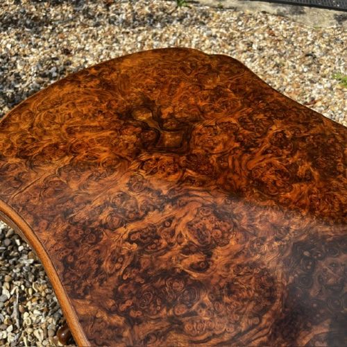 A Fine Quality Victorian Period Burr Walnut Fold Over Card/Games Table. View V