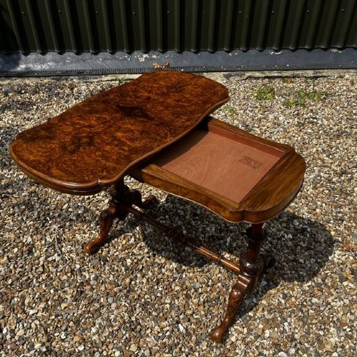 A Fine Quality Victorian Period Burr Walnut Fold Over Card/Games Table. View VI