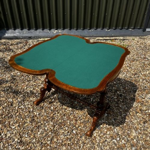 A Fine Quality Victorian Period Burr Walnut Fold Over Card/Games Table. View VII