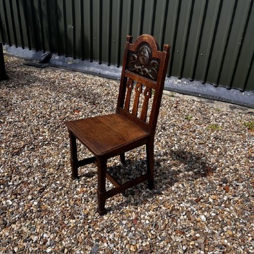 A RARE OAK HALL CHAIR MADE BY SHAPLAND PETTER OF BARNSTAPLE - ADDITIONAL PHOTO 5