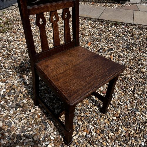 A RARE OAK HALL CHAIR MADE BY SHAPLAND PETTER OF BARNSTAPLE - ADDITIONAL PHOTO 9